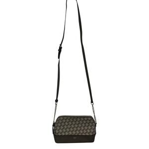 DKNY Light Khaki Tan Brown Signature Logo Gold Chain Crossbody
